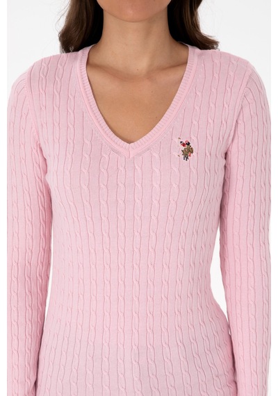 U.S. Polo Assn. Kadın Açık Pembe V Yaka Basic Kazak 50307700-VR078 U.S. Polo Assn. Kadın Açık Pembe V Yaka Basic Kazak 50307700-VR078