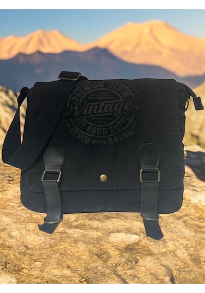 Old Cotton Cargo Vintage Salaş Kaliteli Unisex Günlük Gezi Kamp Okul Postacı Omuz Çantası San Diego 32 Cm X 25 Cm Siyah - Gri Old Cotton Cargo Vintage Salaş Kaliteli Unisex Günlük Gezi Kamp Okul Postacı Omuz Çantası San Diego 32 Cm X 25 Cm Siyah - Gri