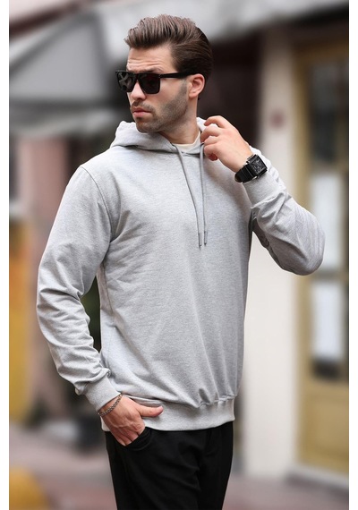 Madmext Gri Kapüşonlu Erkek Sweatshirt 7069 Gri