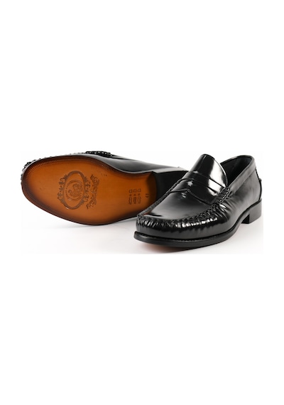 Tuna Hakiki Deri Siyah Açma Unisex Kösele Loafer Ayakkabı - K670 Siyah