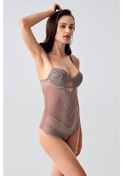 Cotonhause Kadın Dantelli Special Destekli Vizon Body C9t9n0o533 Vızon