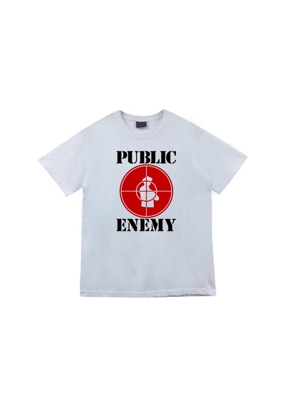 Unisex Beyaz Public Enemy Tişört Beyaz