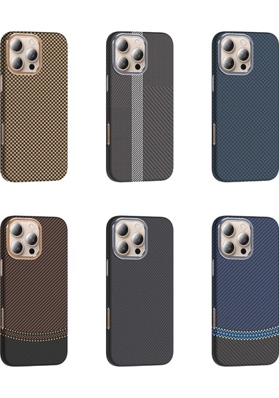 Apple Uyumlu iPhone 16 Pro Max Kılıf Magsafe Şarj Özellikli Karbon Fiber Görünümlü Redclick Gros Kapak Çok Renkli