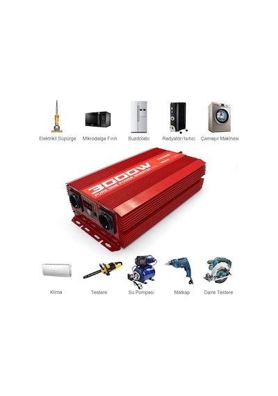 Kobb Kbn3000 12V-220V 3000Watt Tam Sinüs Dönüştürücü İnvertör