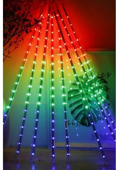 8 Tüp RGB Meteor Led Işık Yağmur Işıkları Eklenebilir IP65 Dış Mekan Dekoratif Yılbaşı Süsü