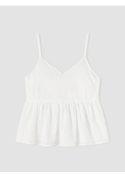 Lcw Vision Beyaz İp Askılı Brode Peplum Bluz