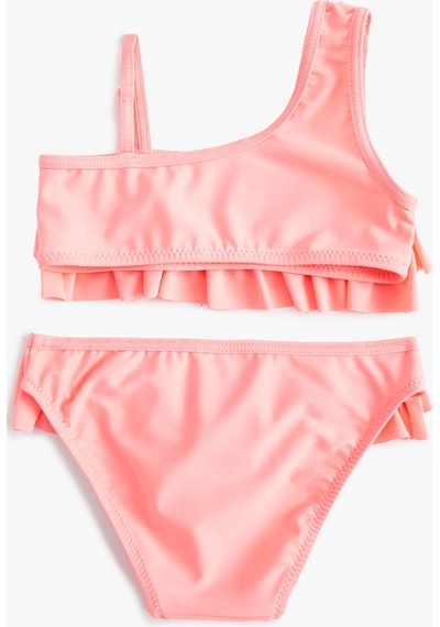 Koton Bikini Takımı Fırfırlı Tek Omuz İnce Askı Detaylı Lila 4skg00009mm Lila
