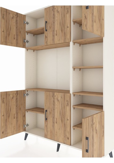 Arges Dolap 10 Raflı 6 Kapaklı 132x30x195 Aytaşı-çam/çam Aytaşı