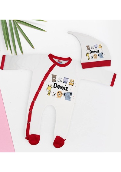 Bk Kids Kişiye Özel Bebek Kıyafeti, Bebek Giyim Hediyesi, Tulum Zıbın Ve Kukuletalı Şapka Seti-19 Çok Renkli