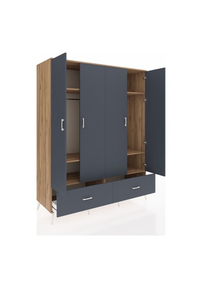 Kronos Gardrop 6 Raflı 2 Çekmeceli 2 Askılı 176x59x221 Çam-antrasit Beyaz Kronos Gardrop 6 Raflı 2 Çekmeceli 2 Askılı 176x59x221 Çam-antrasit Beyaz