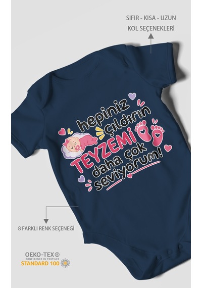 Morivokids Teyzeye Özel Kısa Kollu Bebek Body %100 Pamuk Zbn195-kk Lacivert