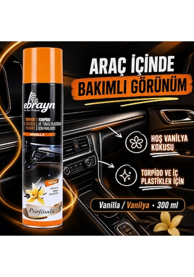 Universal Araç İçi Torpido Ve Tüm Araç İçi Plastikler İçin Parlatıcı Sprey - Parfümlü Vanilya 300 Ml