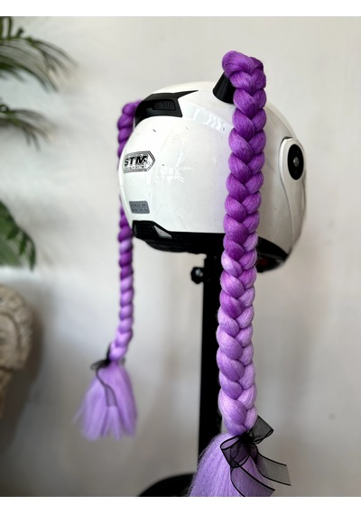 Motor & Motosiklet Lila Ombreli Çift Örgü Saç Kask Dış Aksesuar Diğer