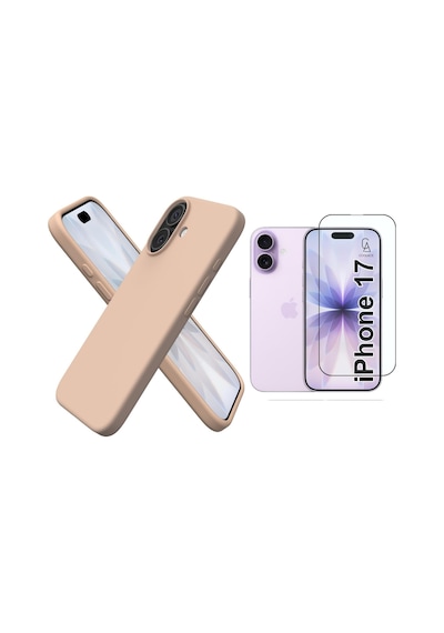 Apple Uyumlu iPhone 17 Içi Kadife Lansman Kılıf Ve 5d Tam Kaplayan Cam Ekran Koruyucu Desert Gold