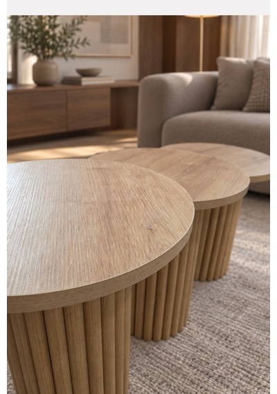 Soyasis Livia Bohem 3'lü Zigon Sehpa 40 Cm - Safir Meşe