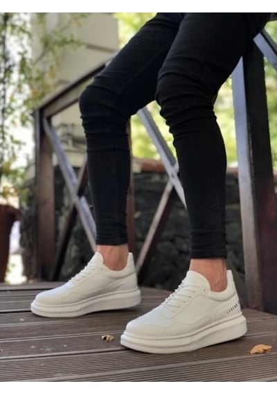 Ba0238 Boa Yüksek Taban Beyaz Bağcıklı Erkek Ayakkabı