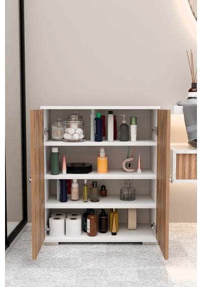4 Bölmeli Banyo Dolabı Banyo Rafı Çok Amaçlı Dolap-meşe Meşe