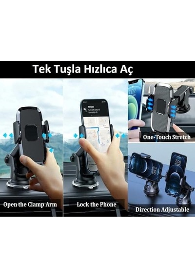 Hb-39 Premium Telefon Tutucu Araç İçi Telefon Tutucu Ayarlanabilir Cam Ve Torpido Için Yüksek Kalite Tutucu Araba Diğer