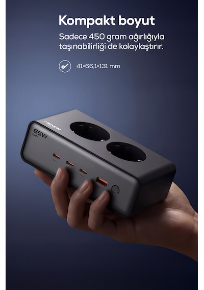 Masaüstü Priz Hızlı Şarj İstasyonu 6 İn 1 2x 4000w Ac, 65w 3xusb-c, 1 Usb-a, 100w Kablo X6423