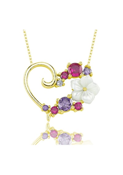Aşk Senfonisi Manolya Çiçeği Gold Renk Flowers Gümüş Kolye