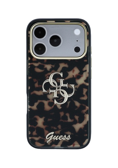 Apple iPhone Uyumlu 18 Pro Max Kılıf Guess Lisanslı Yazı Ve 4g Büyük Metal Logolu Silikon Kapak Siyah-kahverengi Siyah - Kahverengi