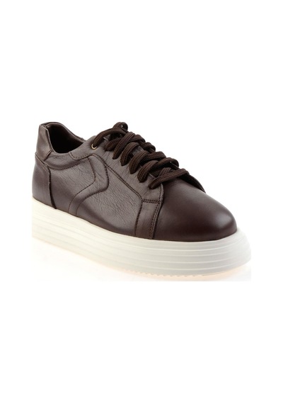 Bambi Kahve Hakiki Deri Erkek Sneaker E01595002543 Kahve