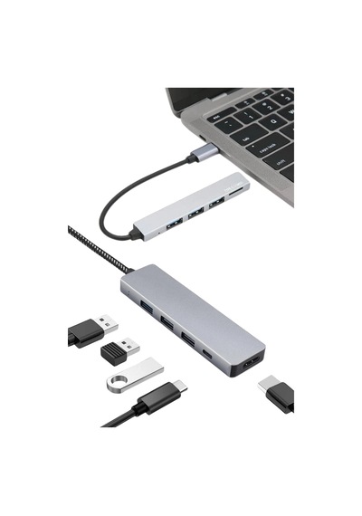 Macbook Pro/air Uyumlu Usb Type-c 8 In 1 Hub Dönüştürücü Çevirici Çoklayıcı Usb Hdmı Micro Sd 8 Girişli Krgltgs7ı01kbwdjyw3