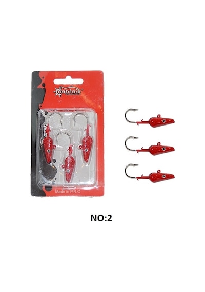 Captain 6457 Sandeel Jig Head 2/0 İğneli 15gr Ultimate Sardine 3'lü Set - No:2