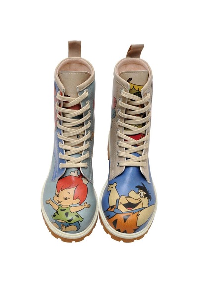 Kadın Vegan Deri Çok Renkli Uzun Bot - Warner Bros Family Rocks Çakmaktaşlar Tasarım Multicolor