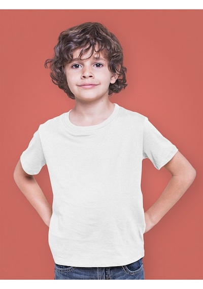 Sevbano Basic Baskısız Unisex Çocuk Tişört 1-12 Yaş Beyaz
