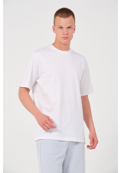 Rich Erkek %100 Pamuk Oversize Tişört Basic Bisiklet Yaka Kısa Kollu T-shirt Beyaz