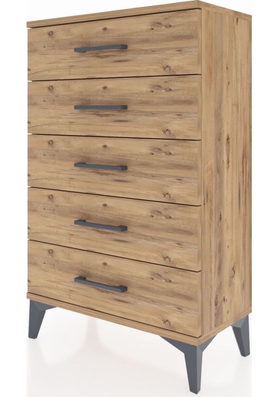 Arges Komodin 5 Çekmeceli 60x30x96 Çam-çam Çam