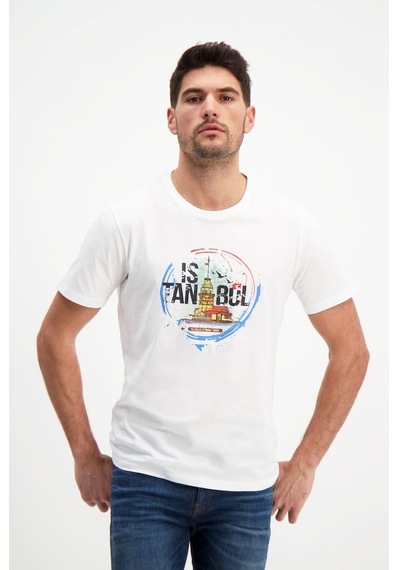 Rich Erkek Bisiklet Yaka Baskılı T-Shirt %100 Pamuk Tişört (481343962)
