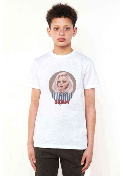 Tshirthane Skam Noora Baskılı Unisex Çocuk Beyaz T-Shirt