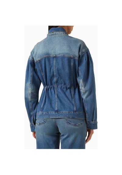 Good American Barrel Kollu Oversize Denim Ceket, Modern Şık Kadın Dış Giyim Mavi