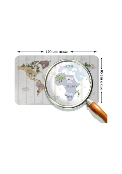 Eğitici Dünya Haritası Dünya Atlası Çocuk Ve Bebek Odası Duvar Sticker -60x105-3825 Renkli