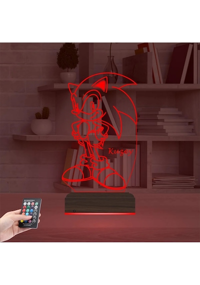Luvivia Sonic Çocuk Odası Hediye Kişiye Özel 3d Lamba - Masa Gece Lambası Şeffaf