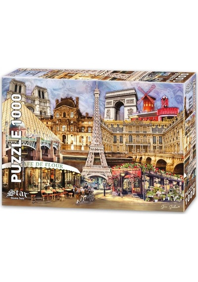 Star Puzzle 1000 Parçalık Fransa Kolajı ve Eyfel Kulesi Puzzle