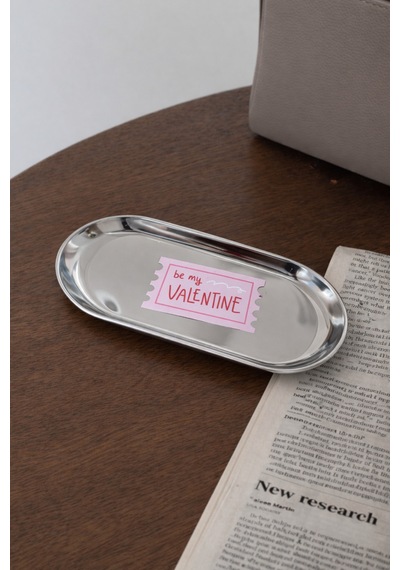 My Valentine Desenli Gümüş Paslanmaz Çelik Tepsi Takılık, Düzenleyici Sevgililer Günü Hediyesi Gümüş - 850564089 Gümüş