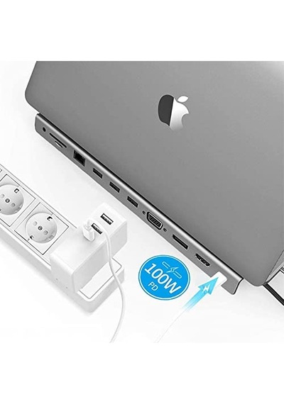 To Hdmı Vga Ethernet Aux 1 Usb 3.0 2 Usb Pd100w Tf Sd Kart Okuyucu Çoklayıcı Dönüştürücü