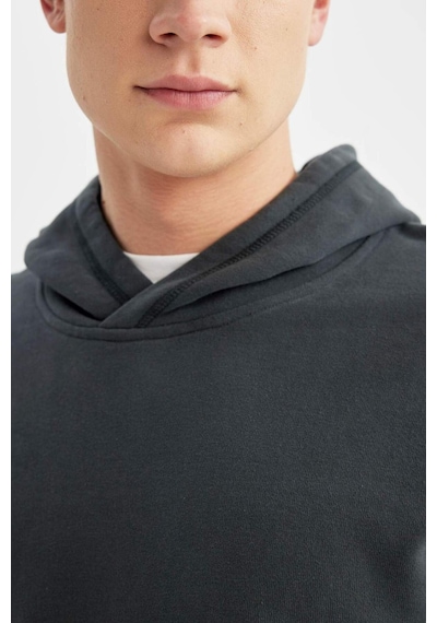 Defacto Comfort Regular Fit Rahat Kalıp Kapüşonlu Basic Sweatshirt B4446AX24SPGN1082 Yeşil