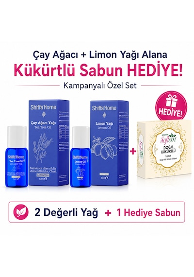 Shiffa Home Çay Ağacı+limon Yağı Alana Kükürtlü Sabun Hediye Sivilce Karşıtı Cilt Bakım Seti