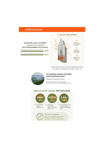 Missha Artemisia Calming Ampoule Cildin Yağ-Nem Dengesini Koruyan Konsantre Ampul 50 ML