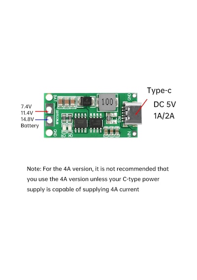 Tip C Bms 2s 3s 4s 1a 2a 4a 18650 Lityum Pil Şarj Cihazı Kurulu Usb C Step-up 3s 2a
