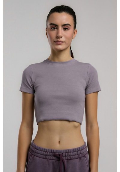 Everlast Ever Relaxed Rib Mürdüm Kadın Crop Tişört Mürdüm