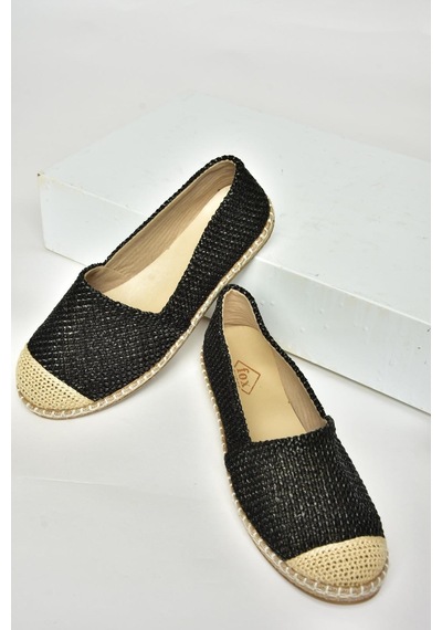Fox Shoes D280250017 Siyah Hasır Günlük Kadın Ayakkabı Siyah-hasır Siyah