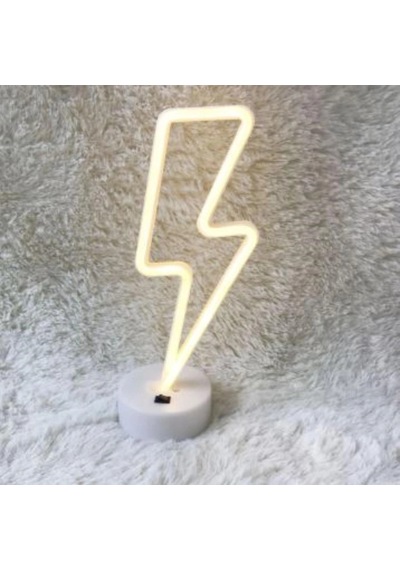 Masa Lambası Dekor Amaçlı Şimşek Şeklinde Pil İle Çalışan Neon Led Lamba Süs .