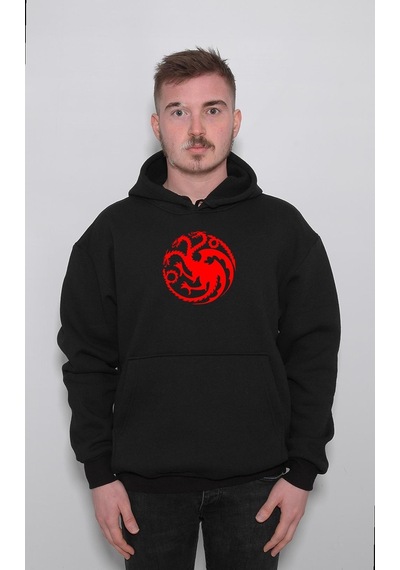 Targaryen Game Of Thrones Fıre And Blood House Sweatshirt Unisex Kapüşonlu Hoodie 001