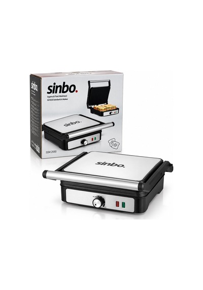 Sinbo Ssm-2590 Izgara Ve Tost Makinesi Gri Ayarlanabilir Isı 180 Açılır Gövde