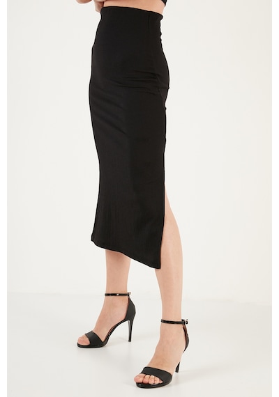Lela Slim Fit Ip Askılı Yırtmaçlı Bayan Takım 5865278 Siyah